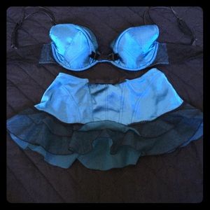 Blue Bra and skirt